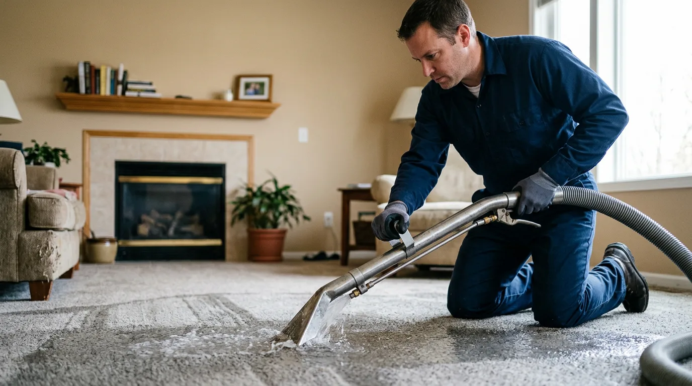 Water damage restoration technician working near Rutland, VT